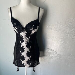 Victoria's Secret Black and White Lace Chemise